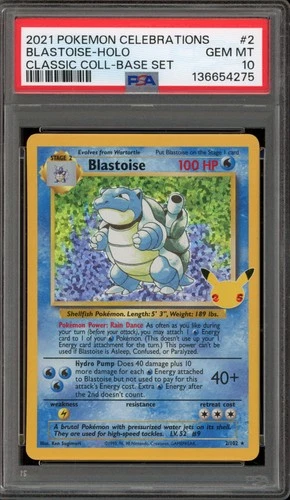 Pokemon Blastoise Celebrations Classic Coll. Base Set Holo Rare #2 PSA 10
