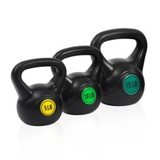 BalanceFrom 5 10 15lbs Wide Grip Kettlebell, Black