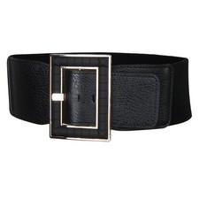 Women's PU Leather Elastic Wide Belt Stretchy Dress Waist Belts