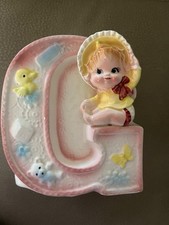 Ceramic Baby-Themed Letter G Figurine Pink White Yellow Nursery Decor