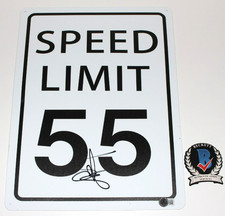 SAMMY HAGAR SIGNED SPEED LIMIT SIGN I CAN'T DRIVE 55 SONG RED ROCKER BECKETT COA