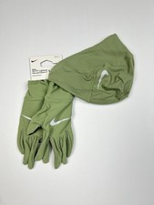 Nike Hat and Gloves Set Running Drift LightWeight Fleece Women Sz M/L Oil Green