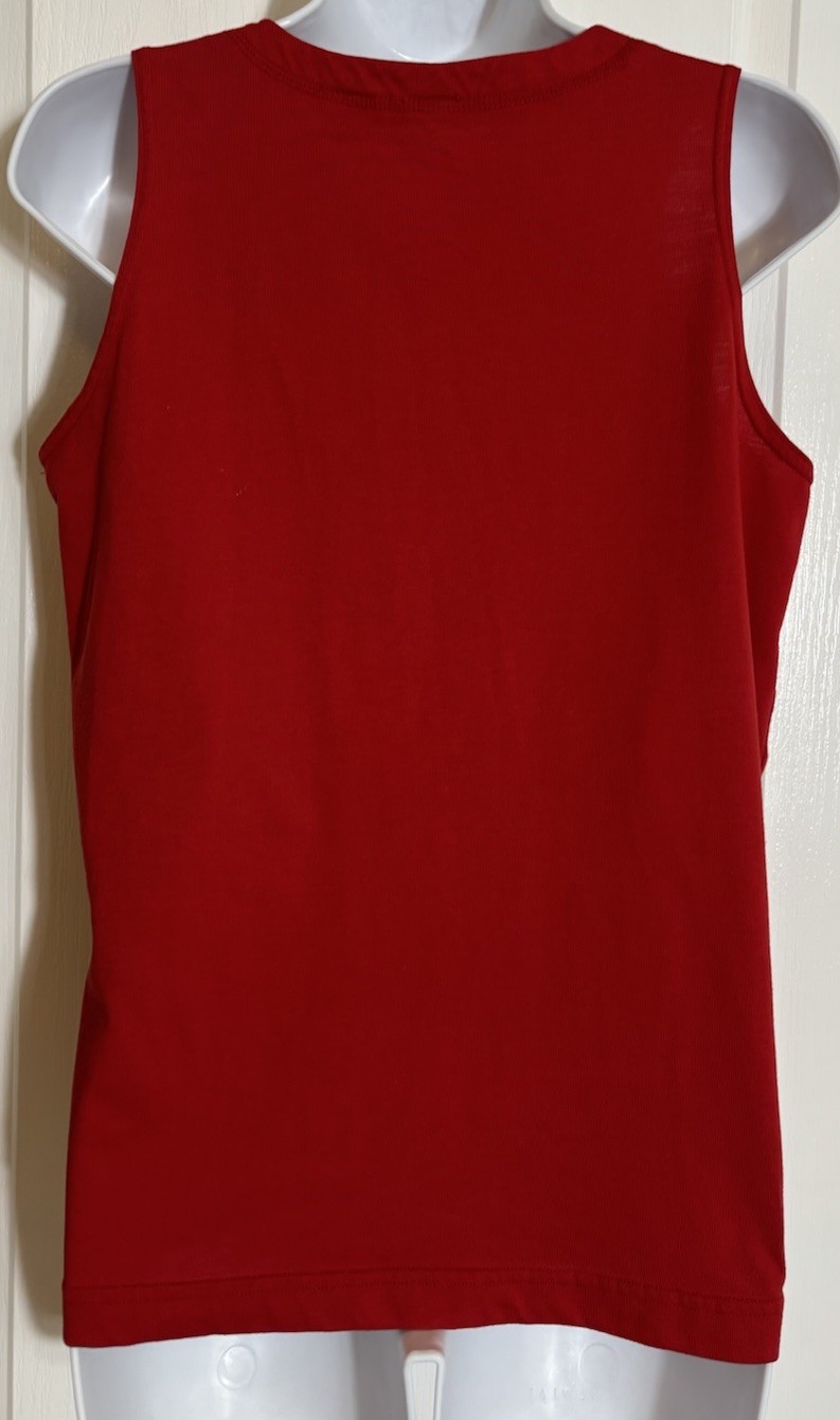 Vintage Basic essentials Red Sleeveless Button Ta… - image 6