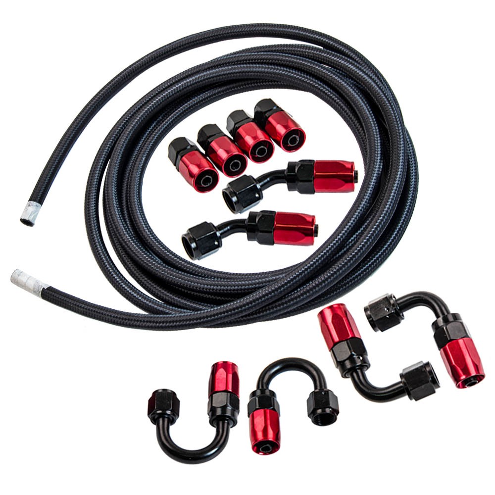 Flexible de carburant tressé AN6 en nylon robuste avec embouts pour moteur