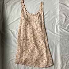American Eagle Ladies Peach Floral Adjustable Strap Lined Sun Dress Size M
