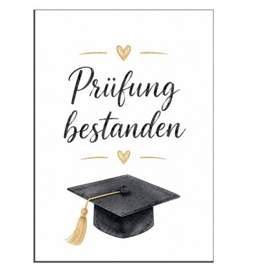 1x  Prüfung bestanden  Postkarte Herzlichen Glückwunsch Studium Absolventen