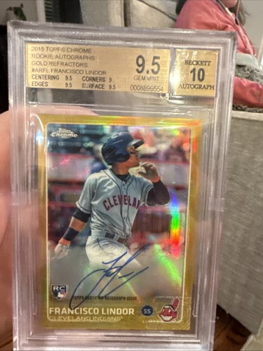 2015 TOPPS CHROME AUTO GOLD REFRACTORS FRANCISCO LINDOR RC /50 BGS 9.5 AUTO 10