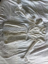 Zimmerman Whitewave Corded Cotton Mini Dress Ivory Ruffle Sleeve Crew Neck