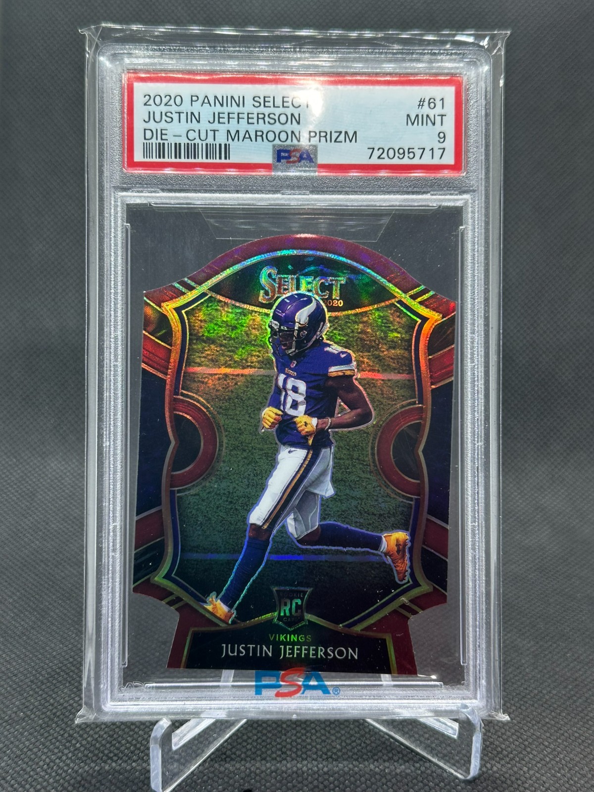 2020 Select Die-Cut Maroon Prizm #61 Justin Jefferson RC PSA 9