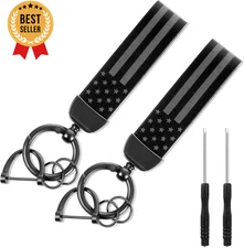 2Pcs American Flag Keychain USA Car Keychain Zinc Alloy Ring Durable Key Holder