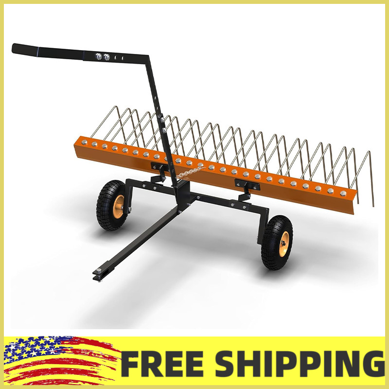 60"Tow Behind Dethatcher w/24 Steel Tines,Lawn Dethatcher Rake,Mower,ATV Tool