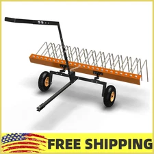 60"Tow Behind Dethatcher w/24 Steel Tines,Lawn Dethatcher Rake,Mower,ATV Tool