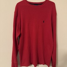 Polo Ralph Lauren Sleepwear Men's Large Cotton Red Long Sleeve Sleep Shirt