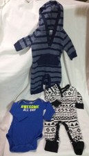 Baby Boy Clothes Lot (3) Sz 0-6 Months Assorted 1-Piece Rompers Old Navy + More