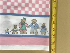 3 Yards Daisy Kingdom Bear Family Single Border Fabric Pink 1988 45" UNCUT