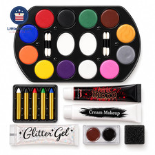 12 Color Face Paint Palette 5 Color Pencils SFX Clown Makeup Kit