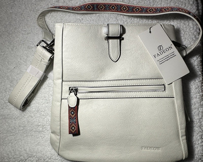 FADEON Crossbody Purse - Off-White w embroidered straps Bag NEW w/ Tags