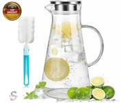 2200Ml Glaskaraffe Mit Deckel,Wasserkaraffe Aus Borosilikatglas,Wasserkrug |