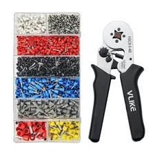 Ferrule Crimping Tool, Wire Crimper Pliers with 1200 Terminal Ferrules Tinned...