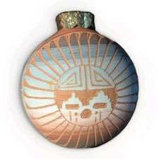 Southwestern Painted Incised Clay Art Ball Ornament-marked T. Tom Dine Artist 