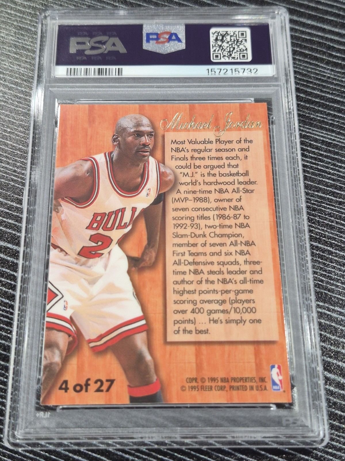 Michael Jordan PSA 6 1995-96 Fleer Flair Hardwood Leaders Chicago Bulls #4 view 2