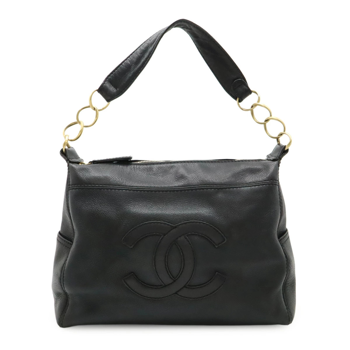 Chanel Coco Chain Black Leather Shoulder Bag r6_0811