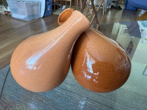 Oil And Vinegar Cruets Rust &  Peach Red Wing Town & Country Eva Zeisel Pottery