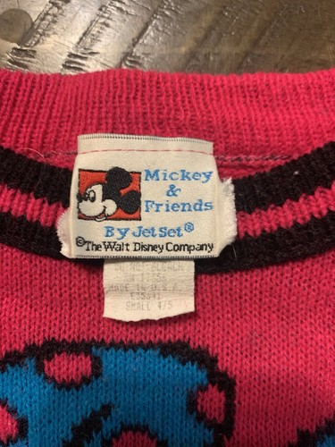 Vintage Minnie Mouse Pink Sweater Kids Small 4/5 Jet Set Disney 80s/90s USA Made - Picture 4 of 8