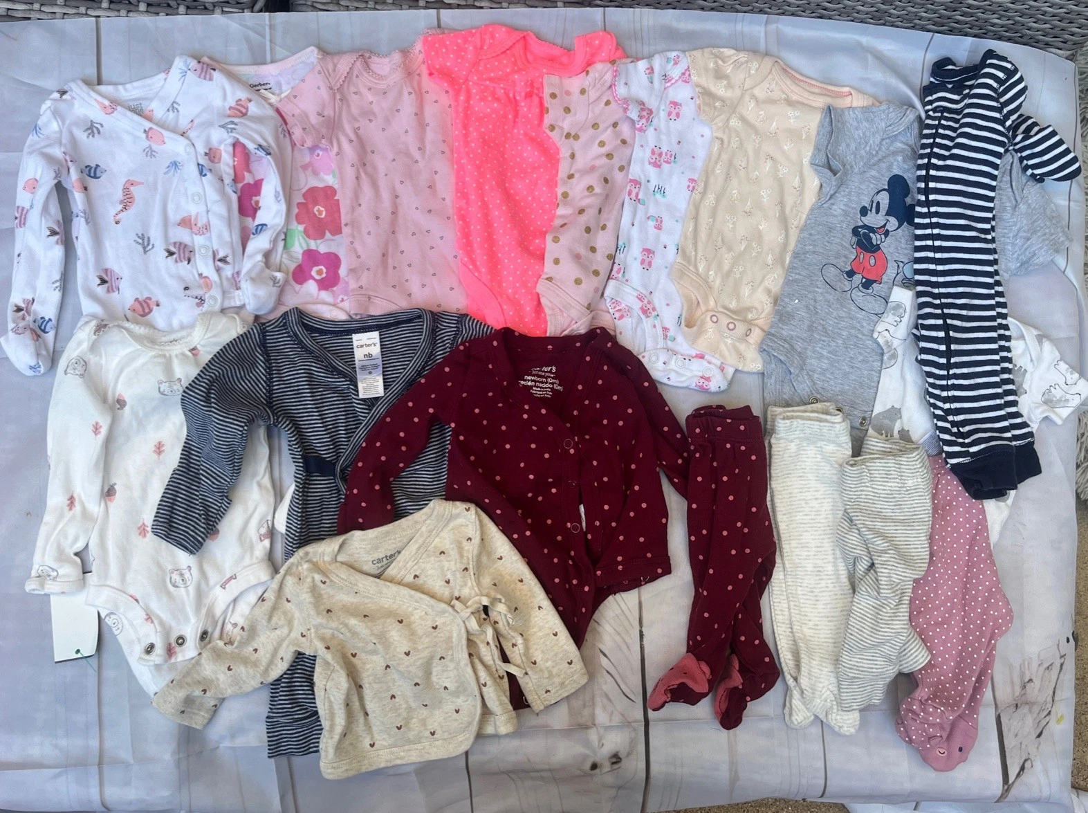 Baby Girl Clothing 18 Pc Lot – Newborn Sz One Piece pants jacket one piece