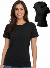 100 Merino Wool Short Sleeve Baselayer 2 Pack T Shirts Tops Black Size S