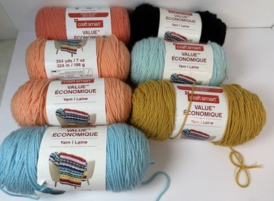 Craftsmart Value Yarn 7 Skeins 7oz 354 Yds Each Various Colors 100% Acrylic
