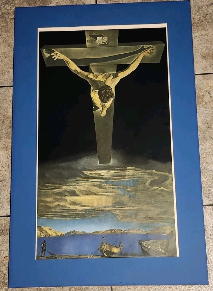 Salvador Dalí Cristo de San Juan de la Cruz Impresión Genuina Por Ganímedes 32"x20" Foto 4 de 4