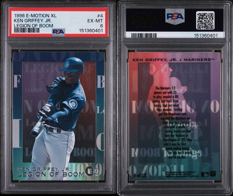 KEN GRIFFEY JR 1996 E-Motion XL LEGION OF BOOM #4 Mariners HOF PSA 6 🔥 POP 1 📈