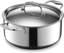 Hexclad Hybrid Nonstick 5-Quart Dutch Oven with Stainless Steel Lid, Stay-Cool H