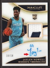 2019-20 Immaculate Collection Basketball Gold #108 Jaylen Nowell Auto 10/10
