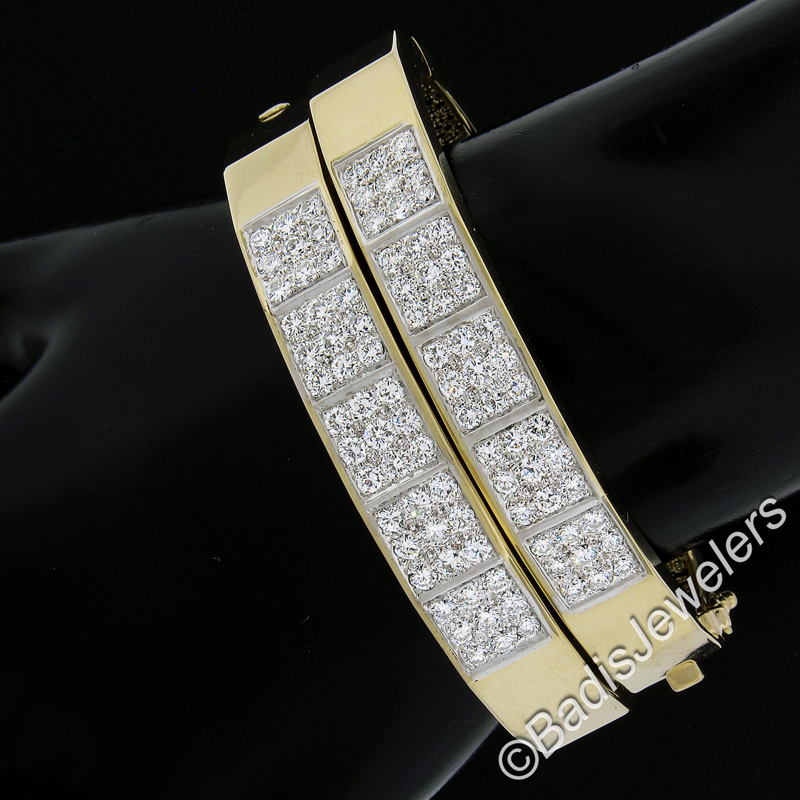 Solid Gold 5ct Diamond Geometric Pair 2 Hinged Op… - image 2