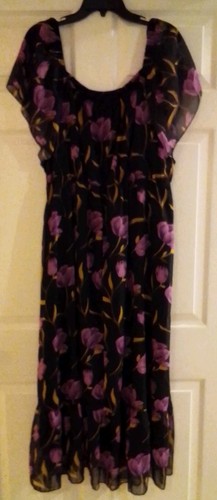 SHEIN Curve Plus Size 3XL Black & Purple Floral Dress Polyester