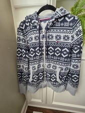 Tommy Hilfiger Women's Blck Gry Hoodie Full Zip Size Small, Pit To Pit 20" EUC