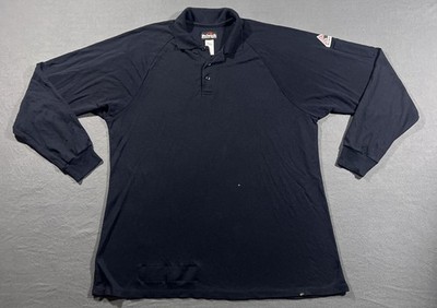 Bulwark FR Long Sleeve Polo Shirt Mens XL Reg Navy Blue Flame Resistant READ