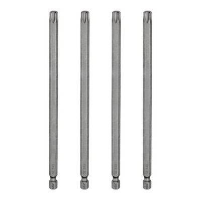 4pcs T40 Torx Head Screwdriver Bit 1/4'' Hex Shank 6'' Long Magnetic No Hole Tip