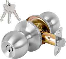 Keyed Entry Door Knob with Lock and Key, Exterior and Interior Door Lock for Bed
