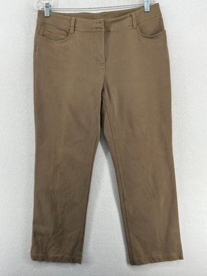 EILEEN FISHER Pants M Brushed Stretch Cotton Ponte Straight 5 Pocket Brown