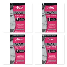 4 Pack Nair Hair Remover Wax Ready-Strips for Face Bikini 40 Wax Strips