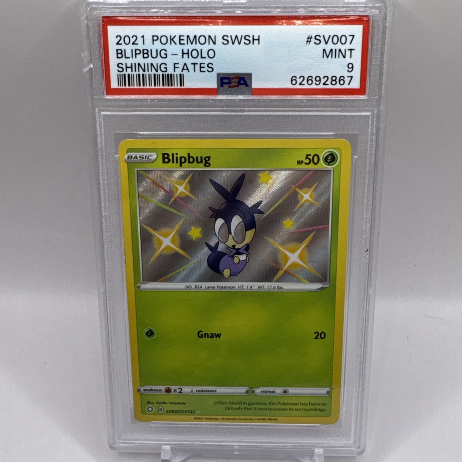 2021 Pokemon SWSH Blipbug - Holo Shining Fates PSA 9 SV007/SV122 