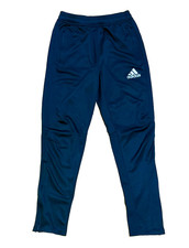 ADIDAS CLIMACOOL NAVY BLUE STRETCH TRACK PANTS, LEG ZIPS, YOUTH L, 13-14