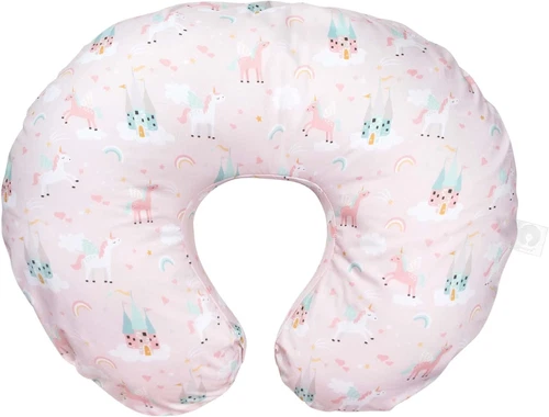 Boppy Original Support Nursing Pillow Cover, Pink Unicorns and Castles, Cotto...