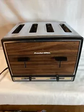 Vintage 4 Slice Proctor Silex Chrome Wood Grain Toaster Tested T009K