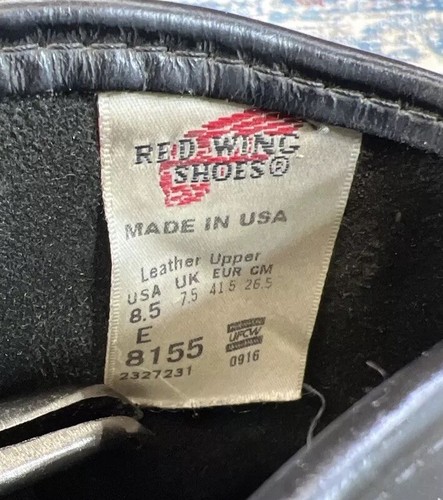 Red Wing Pecos 8155 Black Leather Pull-on Boots Mens Sz 8.5E USA Made Soft Toe - Picture 14 of 14