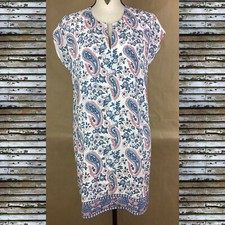 Madewell Women’s Silk Shift Dress Paisley Cap Sleeve Relaxed Boxy Size Small