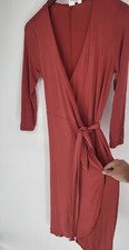 GAP Terra Cotta Dark Orange Fall Wrap Midi Dress Women's S